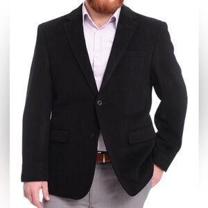 PRONTOMODA CLASSIC FIT SOLID BLACK WOOL CASHMERE BLEND BLAZER SPORTCOAT